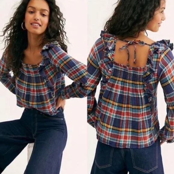 Free People Siena Plaid Pullover, Multicolor (SIZE XS) - Picture 1 of 7